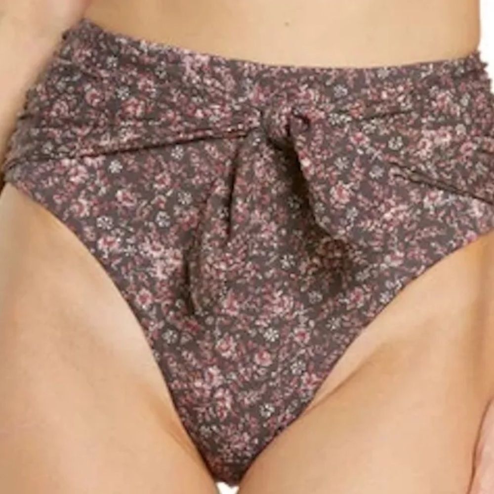 Veronica Beard Brown Floral High-Waist Bikini Bottom
